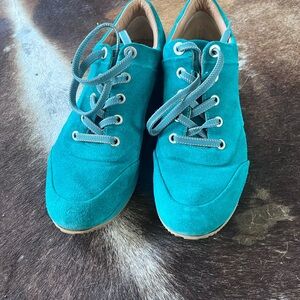 Women’s Max Mara Teal Suede Lace-Up Sneakers